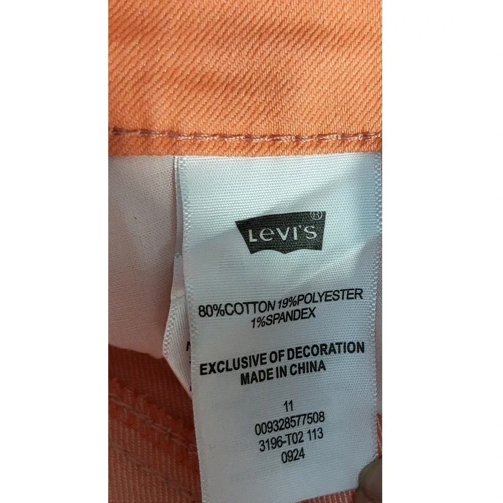 Y2K Levi's Orange Denim Shorts Cuffed Hem Casual Summer Size 11